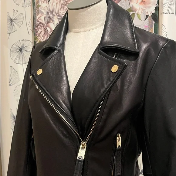 Michael Kors leather XS Women's Black Leather Jacket - Picture 3 of 4